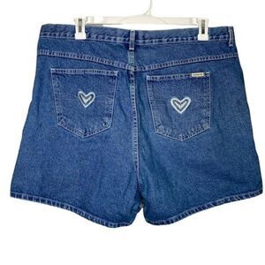 Vintage 90s 1990s 2000s y2k high waist jeans denim shorts 24 heart rhinestone